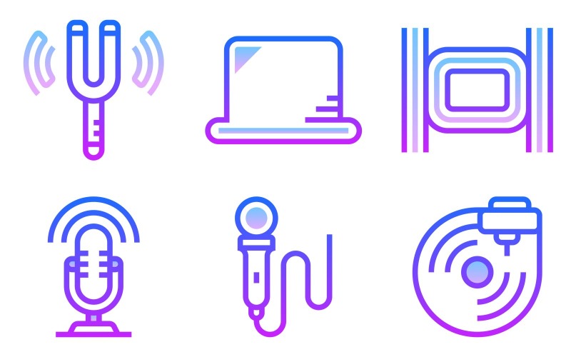 Music Icon Pack in Gradient Style #182278 - TemplateMonster