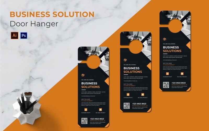 Business Solutions Door Hanger Corporate identity template