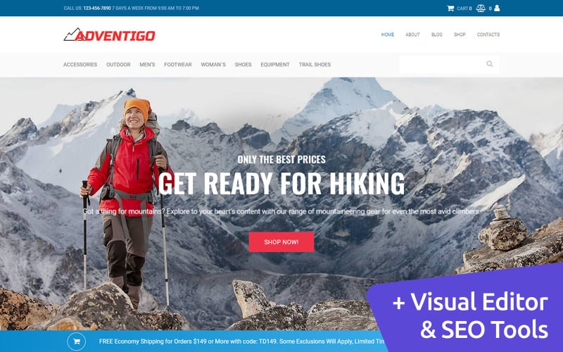 Hiking Moto CMS Дизайн сайта электронной коммерции