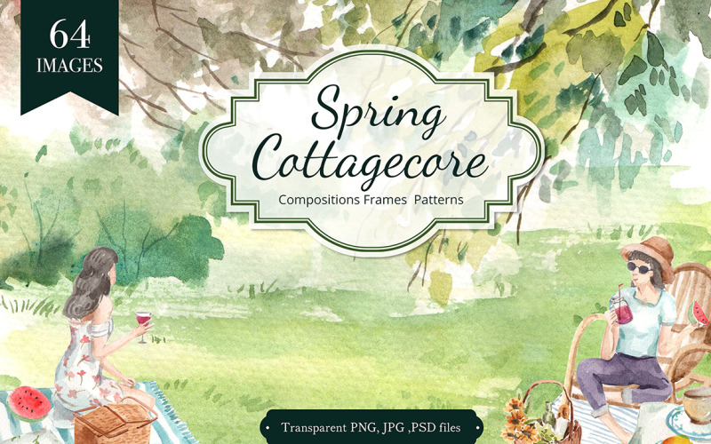 Illustration aquarelle de printemps Cottagecore
