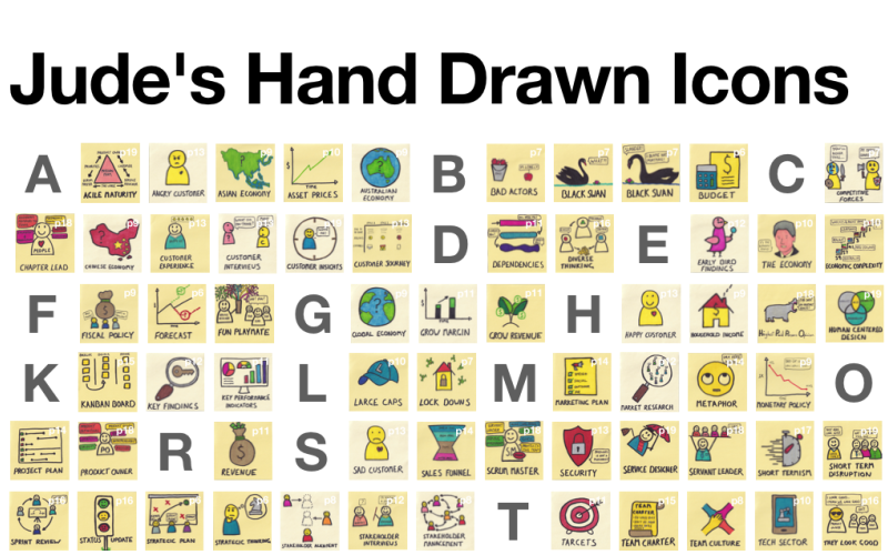Judes Hand Drawn Icons - Create Agile Post-it Note Style Workshop Storyboards Powerpoint Template