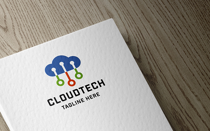 Modello di logo di tecnologia cloud professionale
