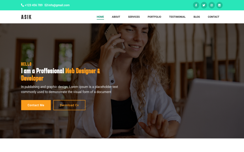 Asik - Portfolio personale Bootstrap5 Modello di pagina di destinazione