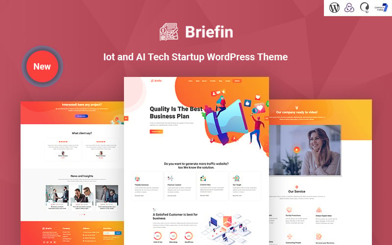 Briefin, bir IoT ve AI Teknolojisine Duyarlı Başlangıç WordPress Temasıdır