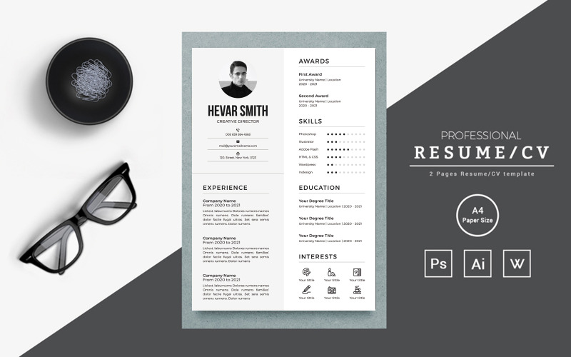 Hever Creative Director可打印简历模板
