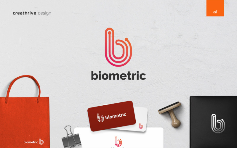 Biometrisk säkerhet logotyp mall