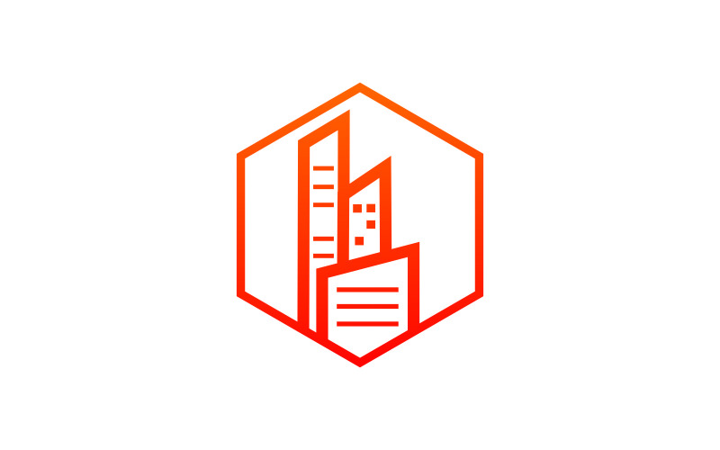 Modèle de logo hexagonal de ville moderne