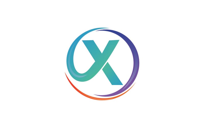 Modello di logo cerchio colorato lettera X.