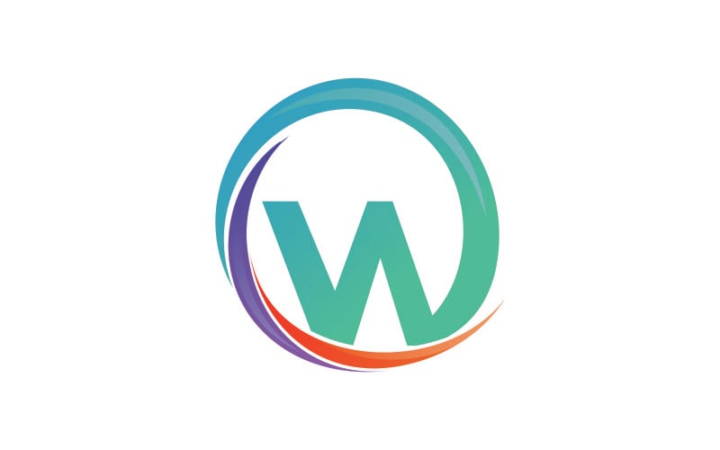 Modelo de logotipo de círculo colorido da letra W