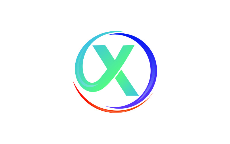 X betű színes kör logó sablon