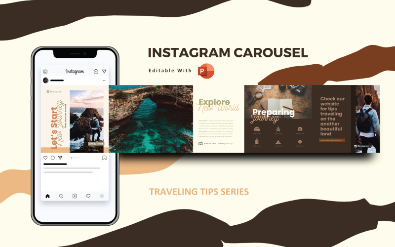 Поради щодо подорожей Instagram Карусель Шаблон соціальних медіа Powerpoint