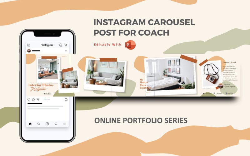 Portfolio interiérů - Instagram Carousel Powerpoint šablona sociálních médií