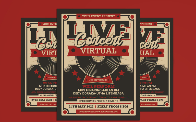 Шаблон фирменного стиля Live Concert Virtual Retro