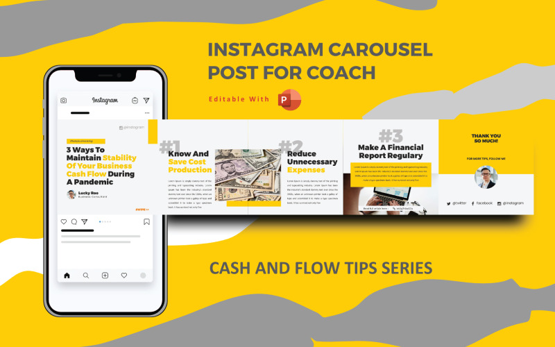 Správa peněz - Instagram Carousel Powerpoint Social Media Template