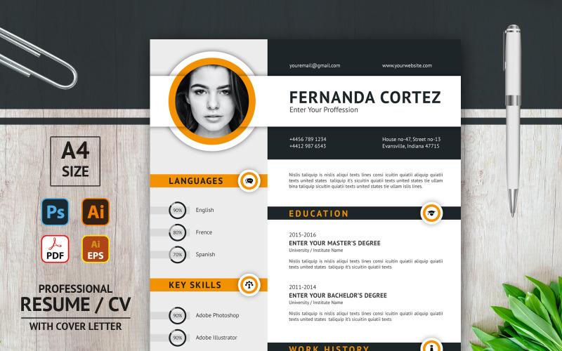 Fernanda Cortez - Mise en page CV - Modèle de CV imprimable