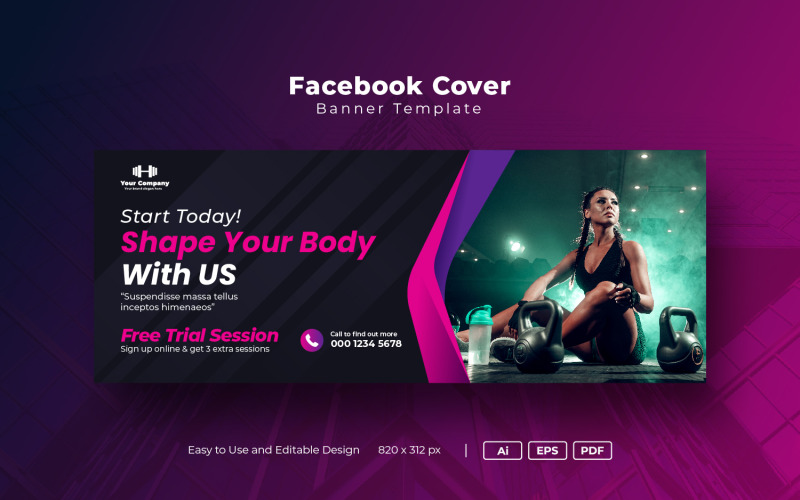 Fitness Or Gym Social Facebook Cover Template Social Media