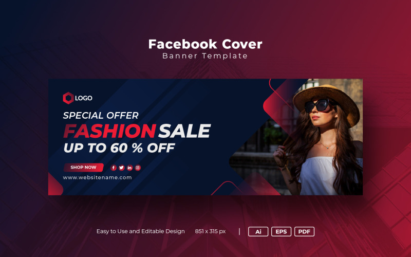 Modello di copertina di Facebook di vendita di moda moderna Social Media
