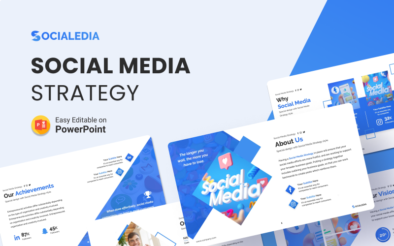 Socialedia - Közösségi média stratégia bemutató PowerPoint sablon