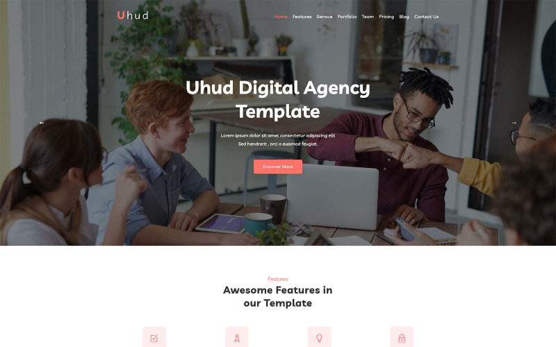 Uhud - Landing Page Template für digitale Agenturen