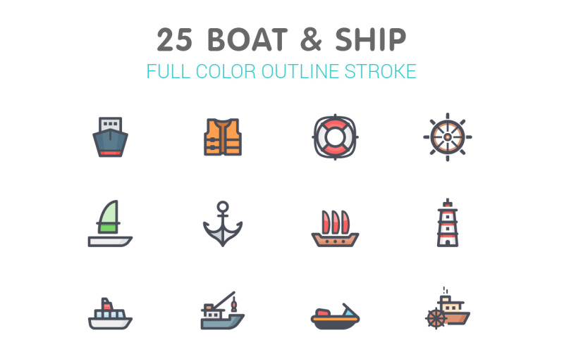 Barca e nave di linea con il modello Iconset di colore