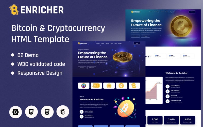 Enricher - ICO Bitcoin & Cryptocurrency Landing Page Theme