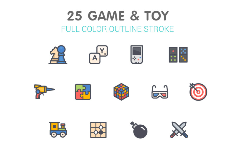 Game & Toy Line met Color Iconset-sjabloon