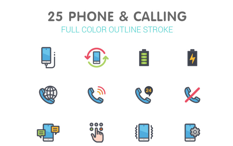 Phone & Calling Line with Color Iconset template