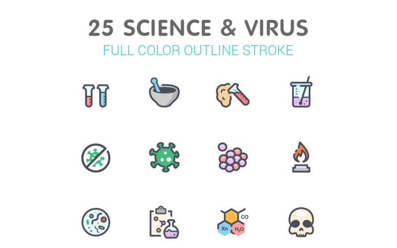 Science & Virus Line met Color Iconset-sjabloon