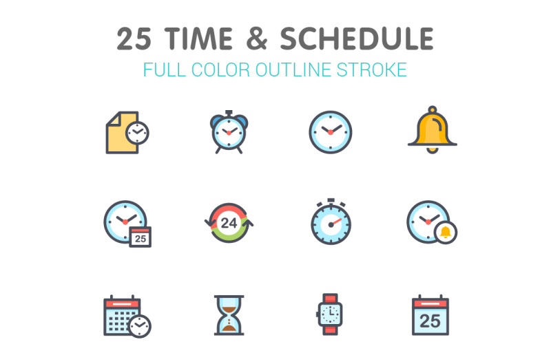 Tijd- en schemalijn met kleur Iconset-sjabloon