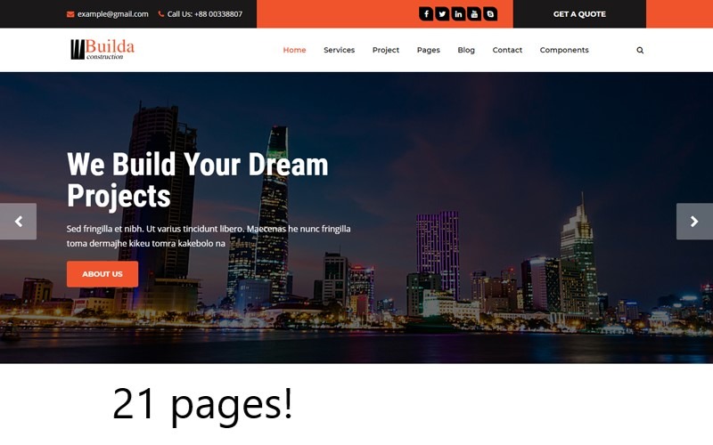 Builda - HTML5-sjabloon voor constructie en bedrijf