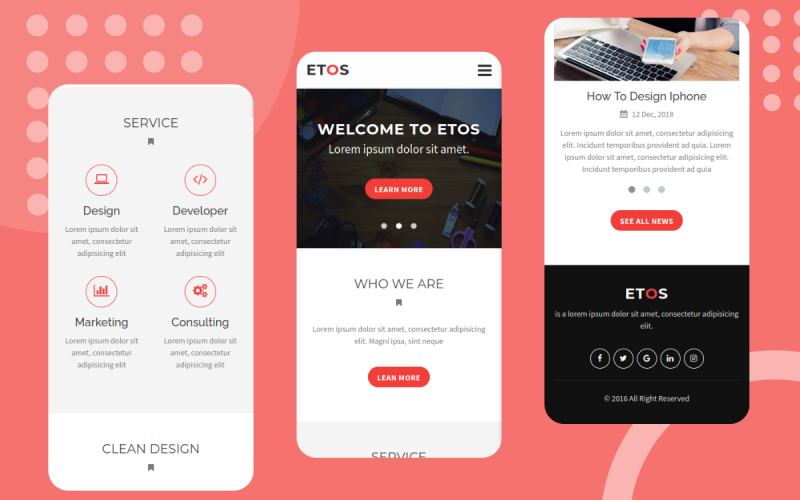 Etos - Modello di sito Web mobile HTML