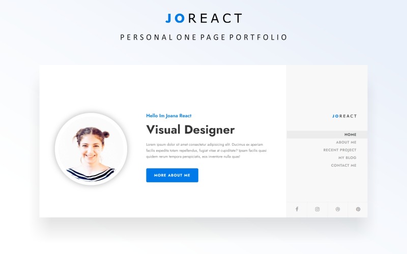 Joreact - Modèle de page de destination Bootstrap de portefeuille personnel