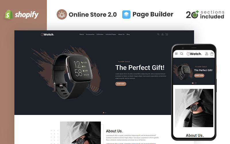 Motyw Shopify ze sklepem z zegarkami i akcesoriami