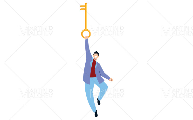 男子手持关键矢量图