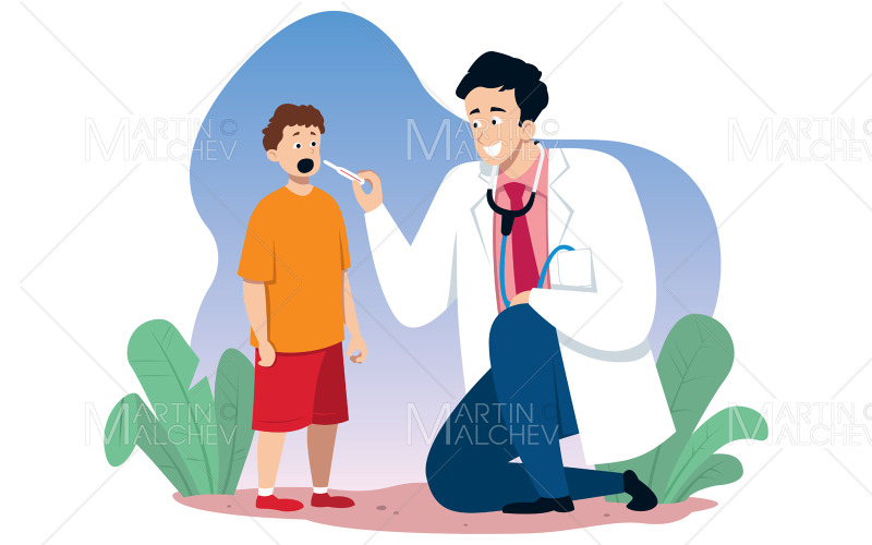 Pediatra e bambino illustrazione vettoriale