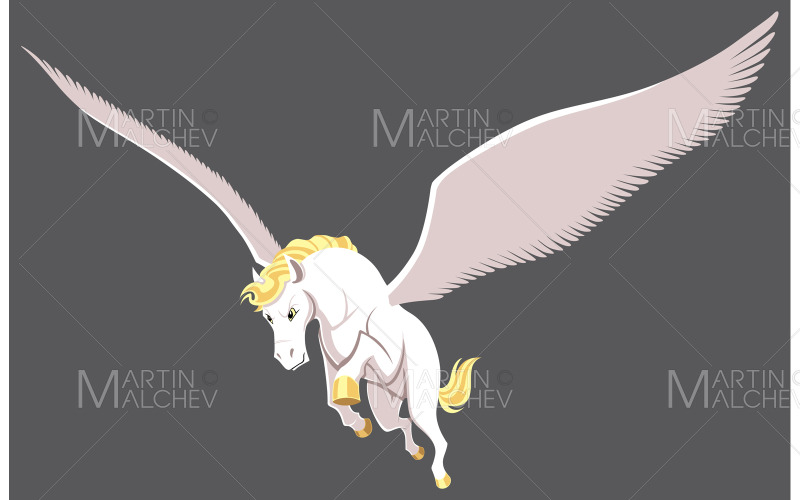 Pegasus Flying Isolerad Vektorillustration