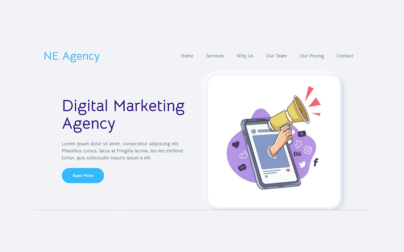 Шаблон цифровой целевой страницы NE Agency Marketing