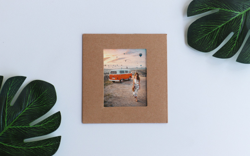 Happy Travel Photo Frame With Flowers Product Mockup