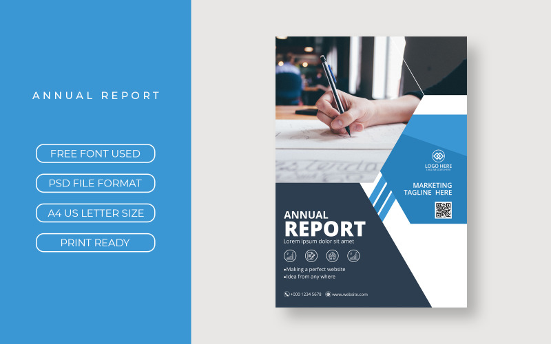 Tema de presentación de portada del informe de volante anual de negocios