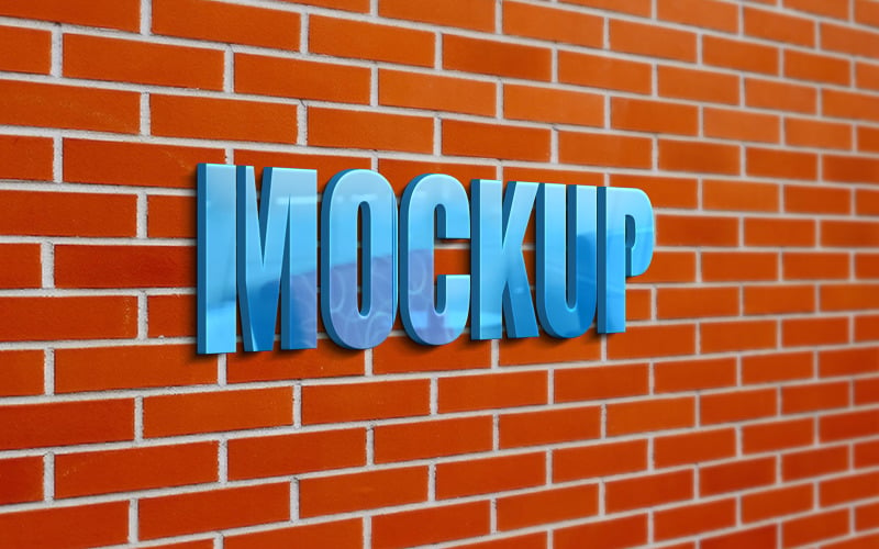 Brick Wall Logo Mockup on Realistic Sign Product Mockup