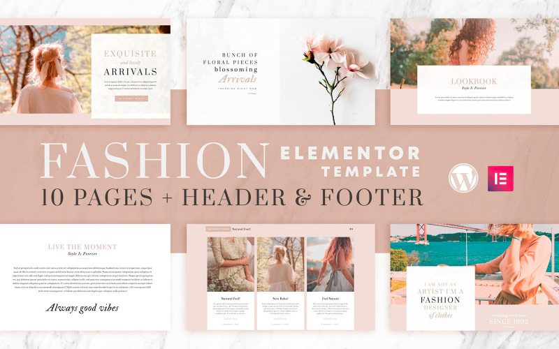 Fashion Instincts - Kit de modèles Elementor - Compatible WooCommerce - 10 pages + en-tête et pied de page