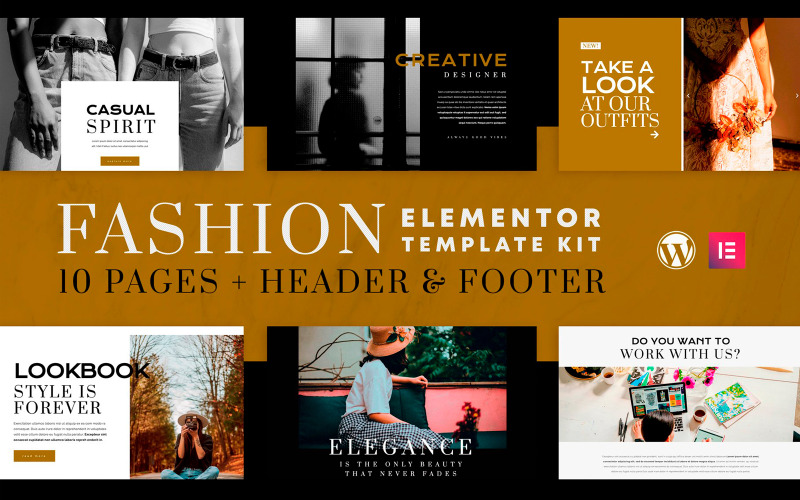 Fashion Spirit - Kit de plantillas Elementor - Compatible con WooCommerce (tienda en línea) - 10 páginas incluidas