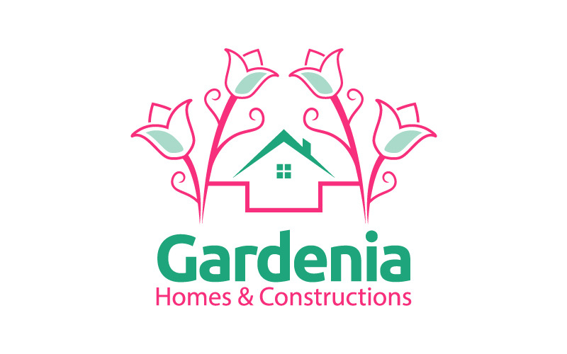 Gardenia Homes and Construction Logo sjabloon