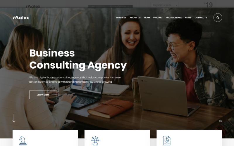 Malex - PSD šablona Business Consulting Agency