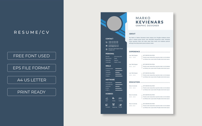 Marko Kevienars Printable Resume Teması