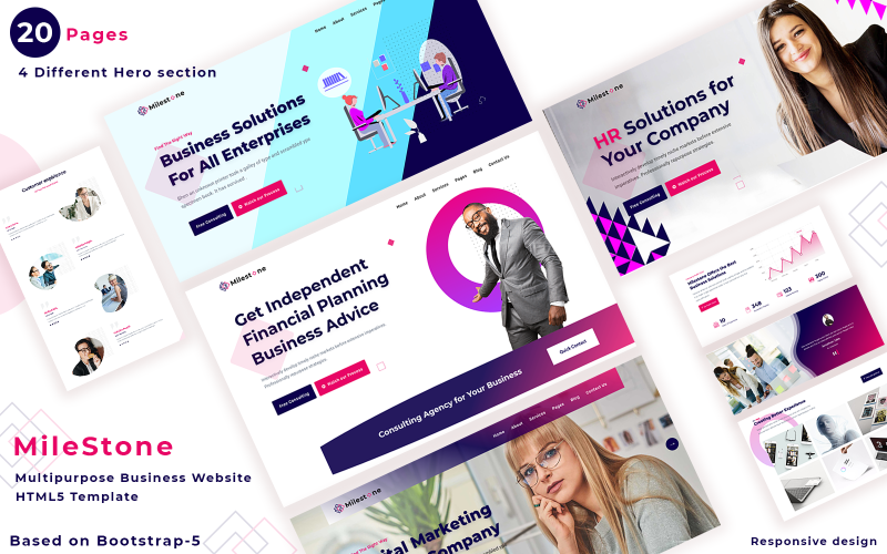 Milestone - Plantilla de sitio web empresarial de planes múltiples