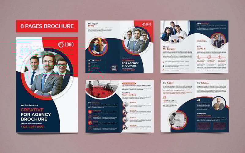 Modello di brochure aziendale di 8 pagine.