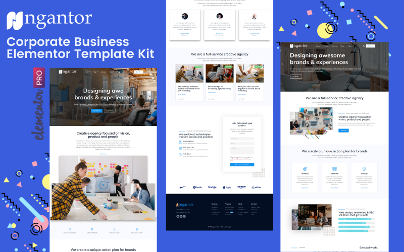 Ngantor - Kit modello di business aziendale Elementor Pro