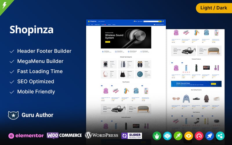 Shopinza - Tema WooCommerce multipropósito para tiendas de electrónica y muebles