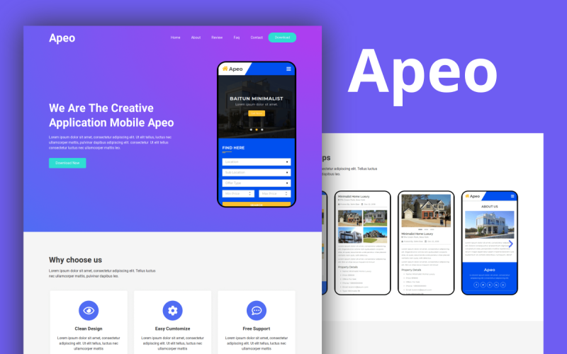 Apeo - App-målsida Elementor Mall Kit